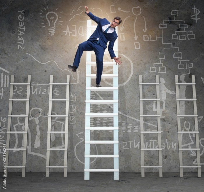 The Employee Being Fired and Falling from Career Ladder Stock Photo ... Broken rung is holding women back at work