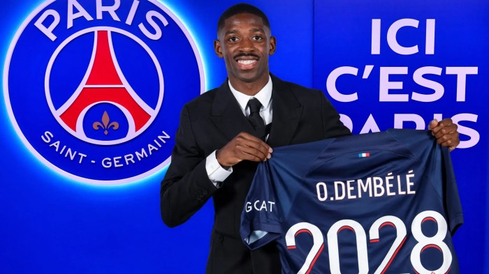 PSG signs Dembele from Barcelona in a €50 million deal. | The News God Deschamps counting psg players backing dembele ballon dor