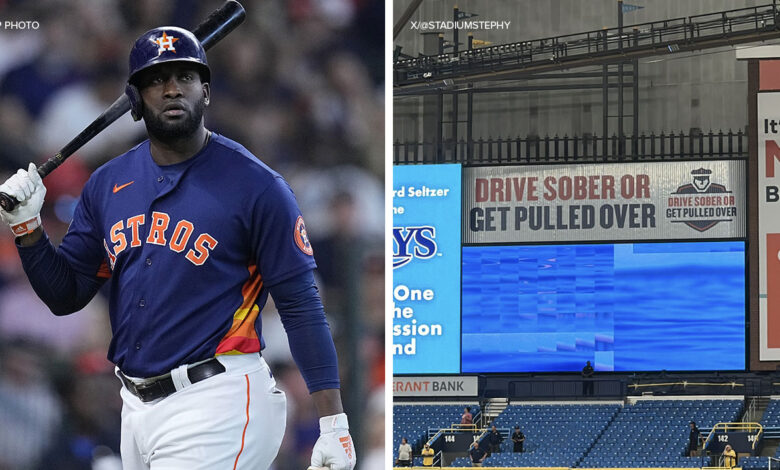 Astros rest yordan alvarez hand aim split series with rays